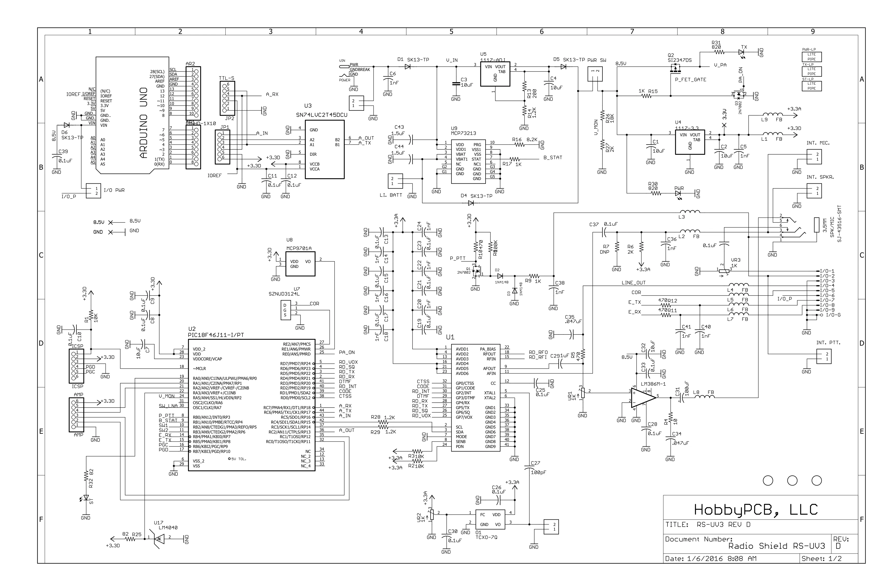 RS-UV3 Rev D schematic page 1
